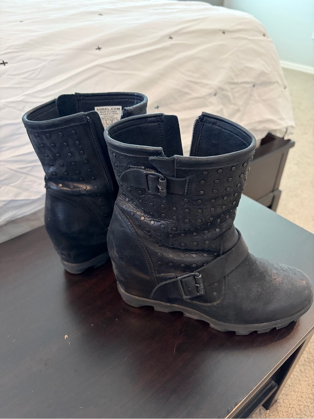 Sorel Black Suede Studded Mid-Calf Boot